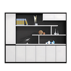 Contemporary Open-Style Storage Cabinet with White Wood Grain Finish