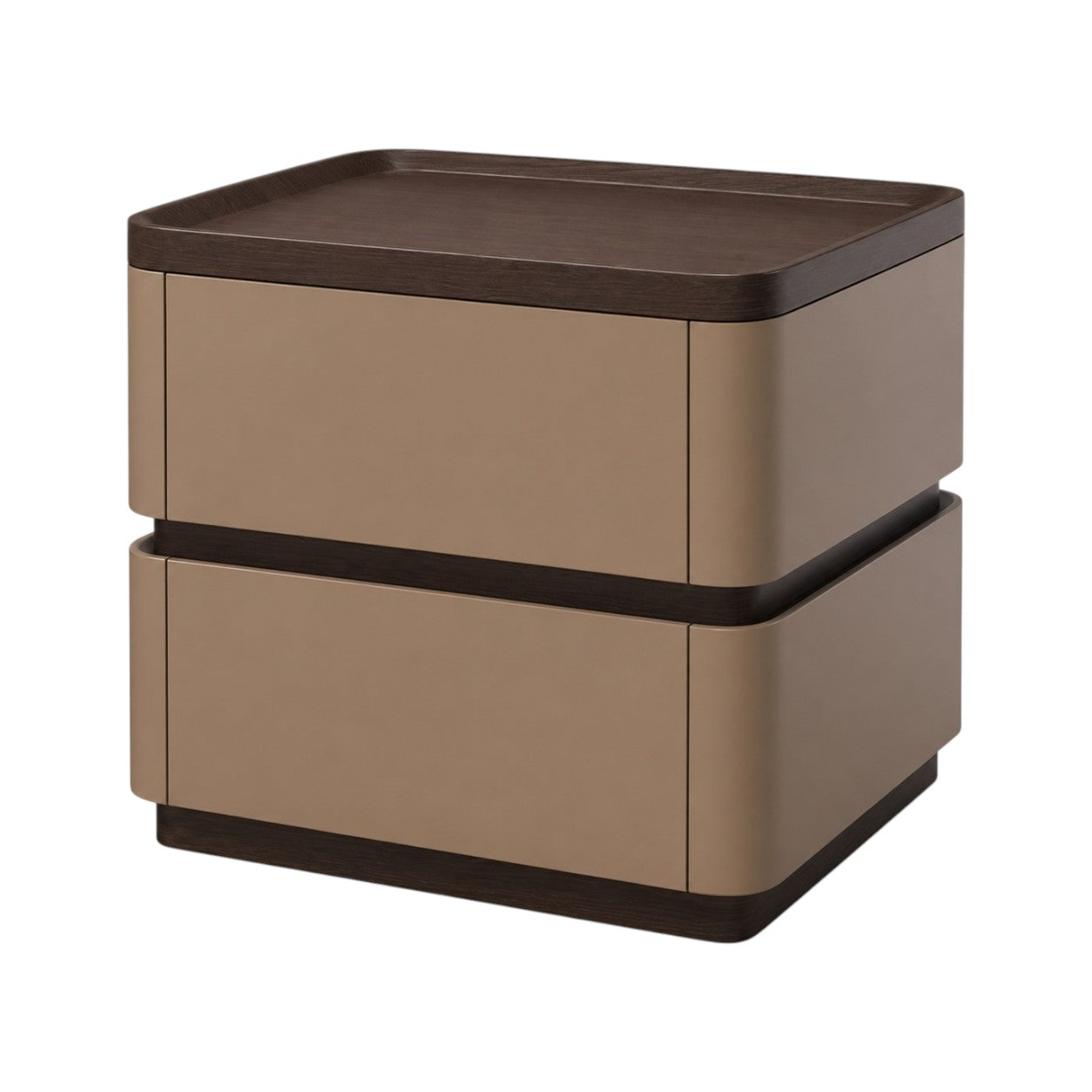 Modern Bedside Table with 2 Drawers and Rounded Edges