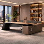 Designer Executive Desk with Sculptural Leg Panel
