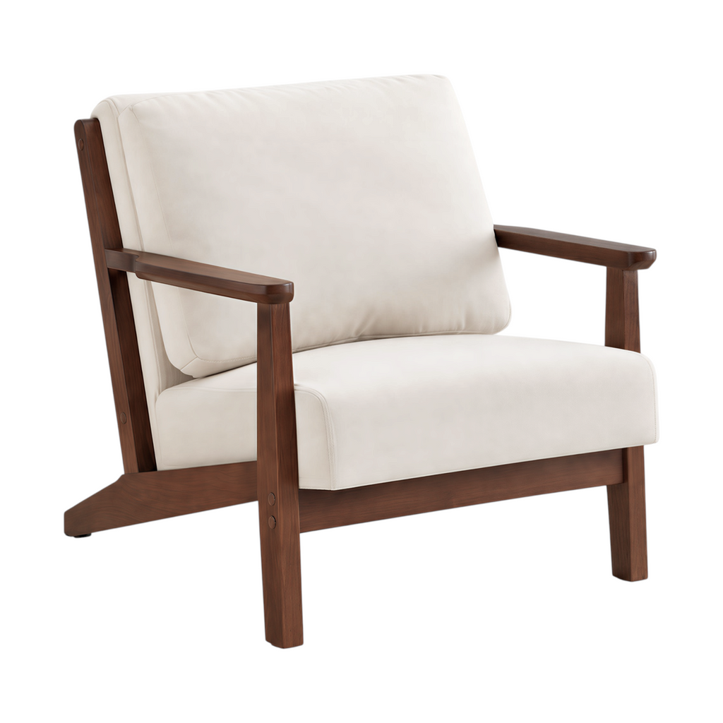 Modern Cotton-Linen Armchair with Custom Timber Finishes