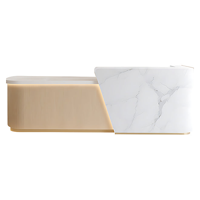 Curved Reception Counter with LED Halo and Transaction Top
