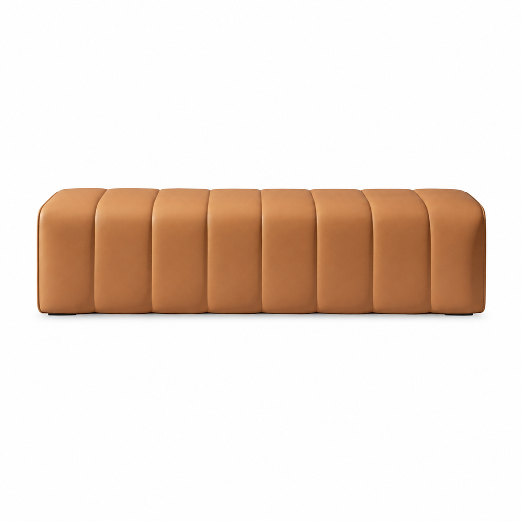Modern PU Leather Channel Upholstered Bench Seat with Custom Colour