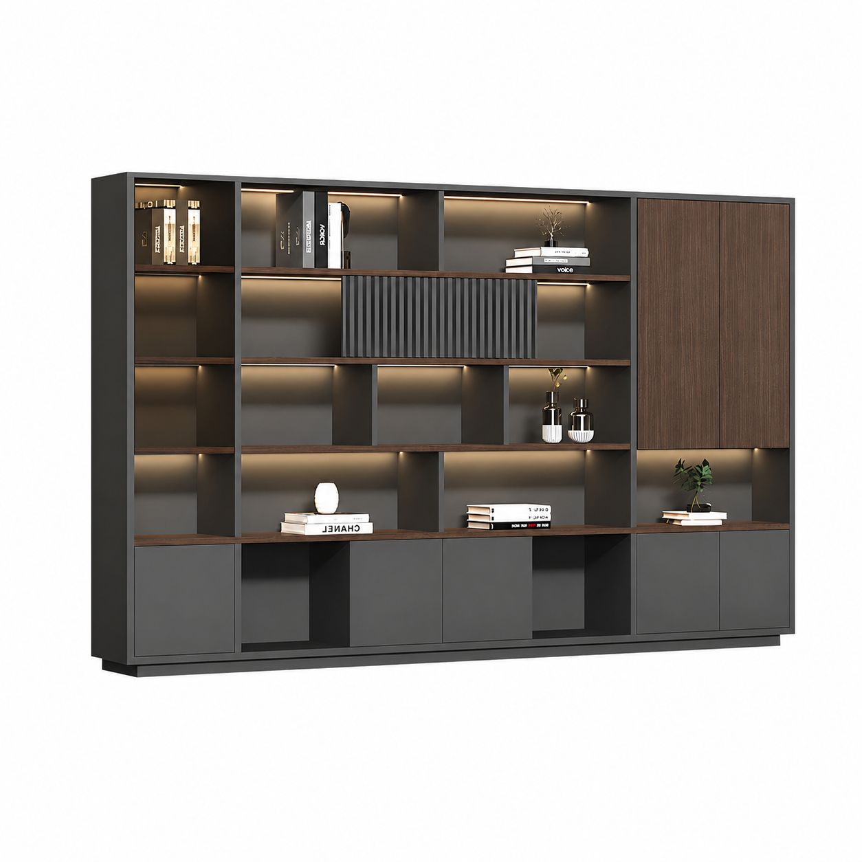 Modern Open-Shelved Executive Storage Cabinet