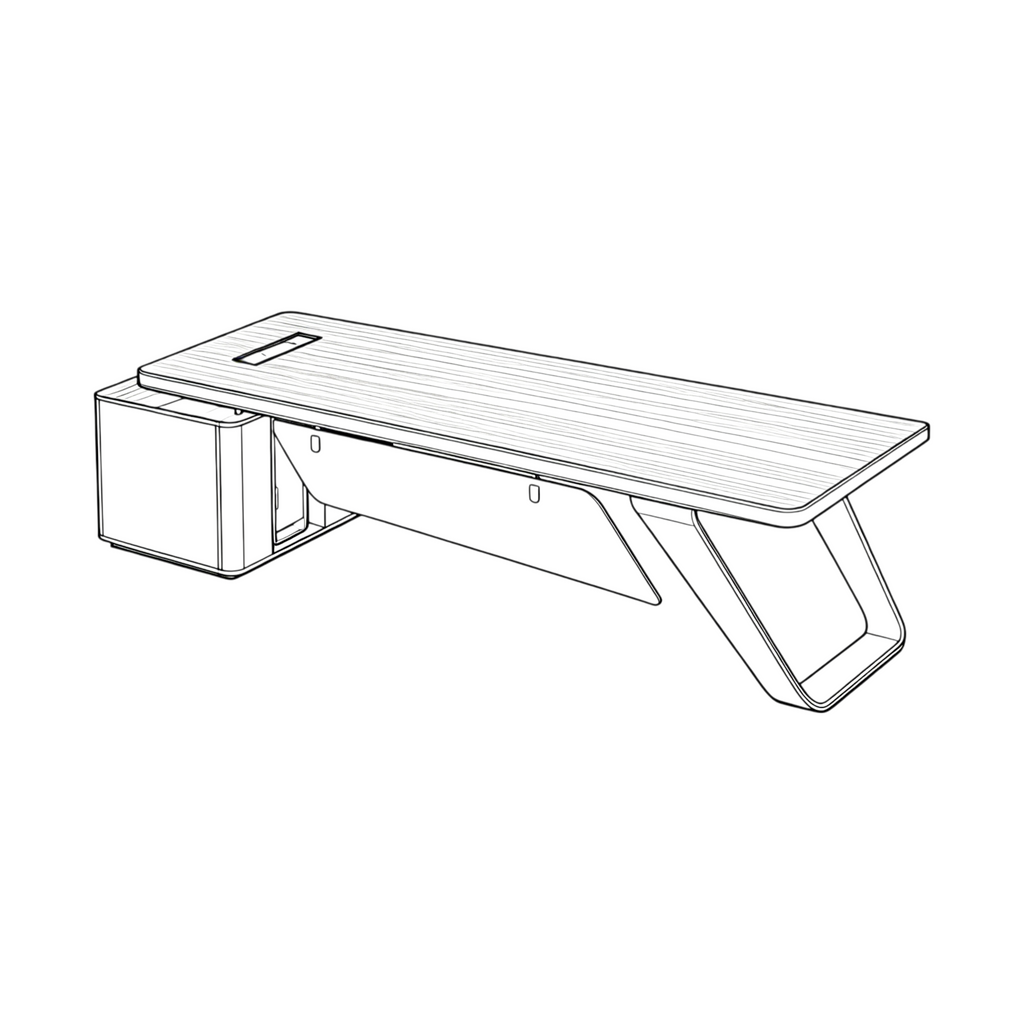 Premium Modern Executive Desk with Walnut Grain and Dual Colour Accents