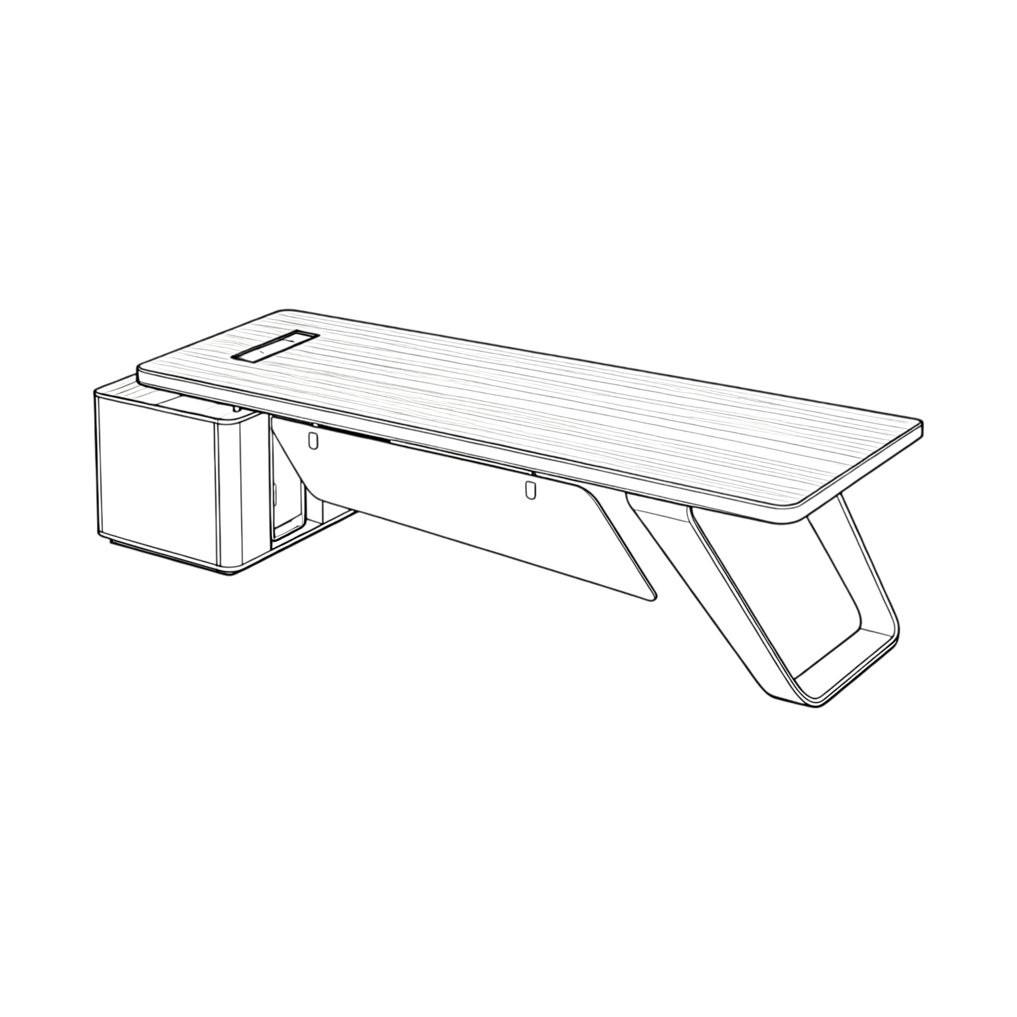 Premium Modern Executive Desk with Walnut Grain and Dual Colour Accents