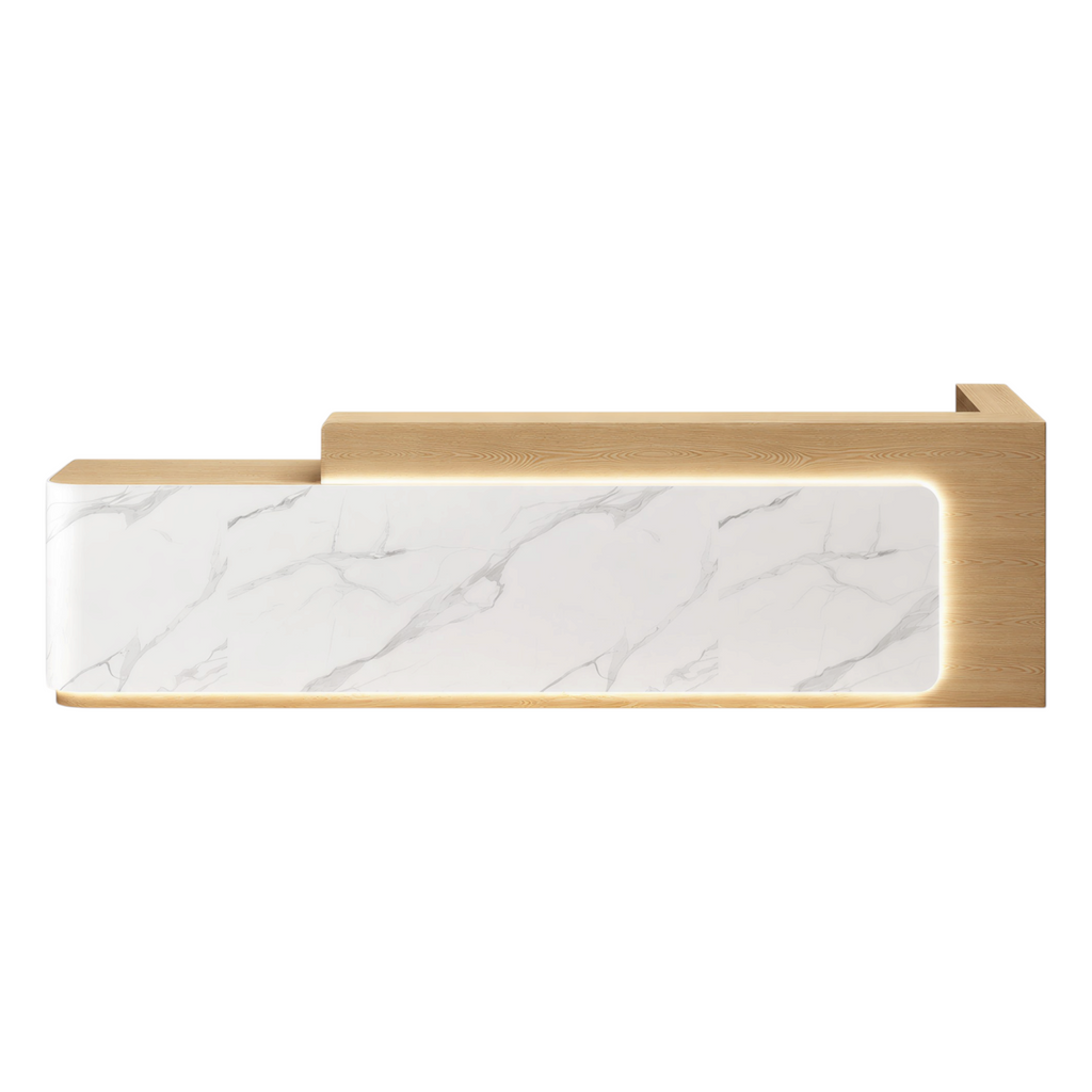 Contemporary Reception Counter with Illuminated Branding Panel