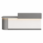 Modern Curved Reception Desk with LED Lighting and Storage Counter