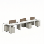 Bench Workstation Desk with Privacy Screens and Mobile Pedestals