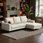 Modern Modular Linen Sofa With Reversible Chaise And Removable Covers