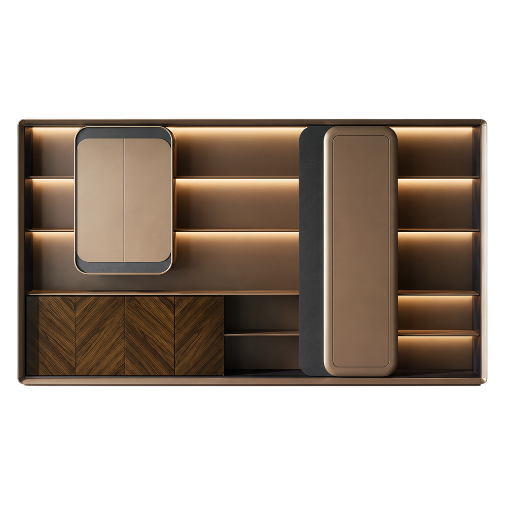 Luxury Walnut Executive Storage Wall Cabinet