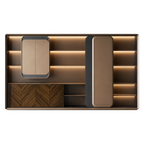 Luxury Walnut Executive Storage Wall Cabinet