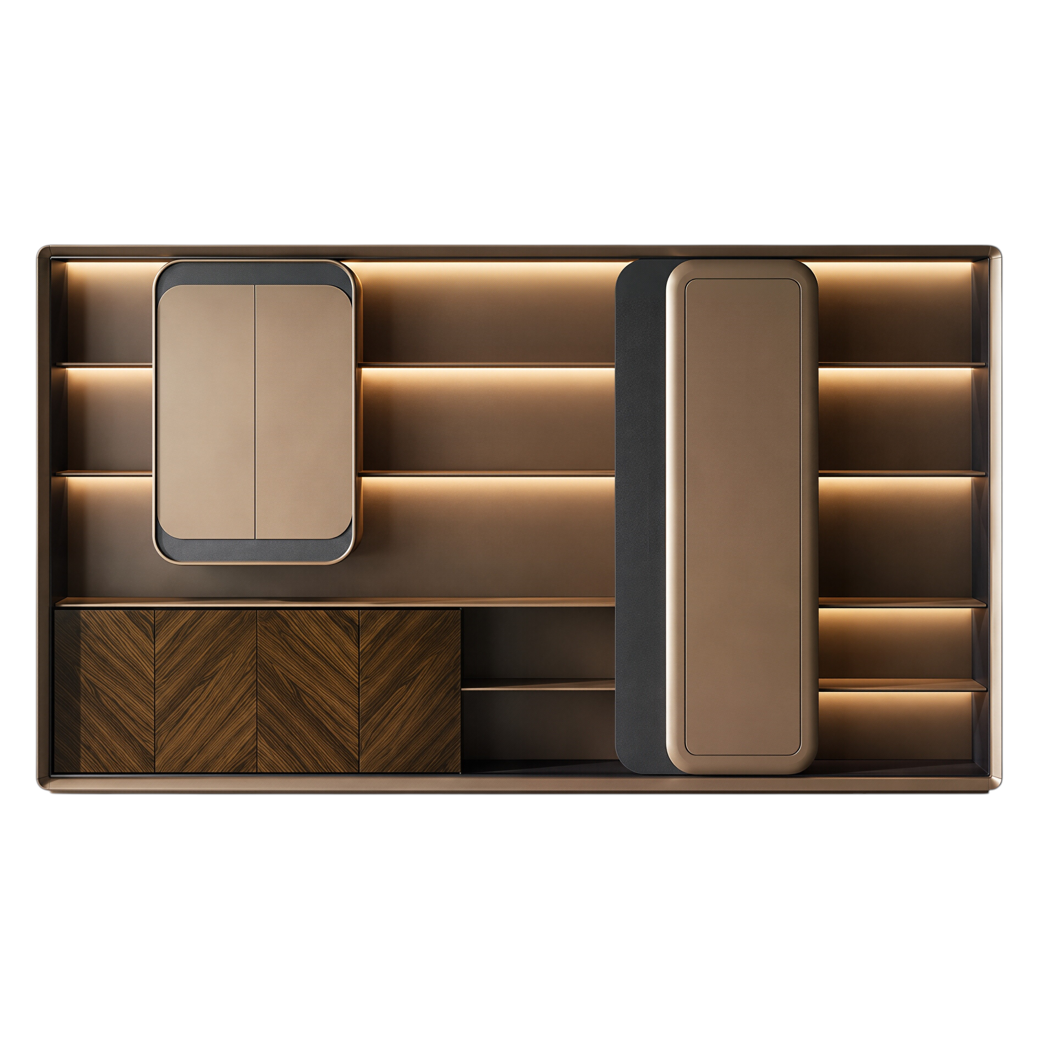 Luxury Walnut Executive Storage Wall Cabinet