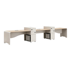 Modern Staff Desk with Curved Privacy Screen & Side Cabinet