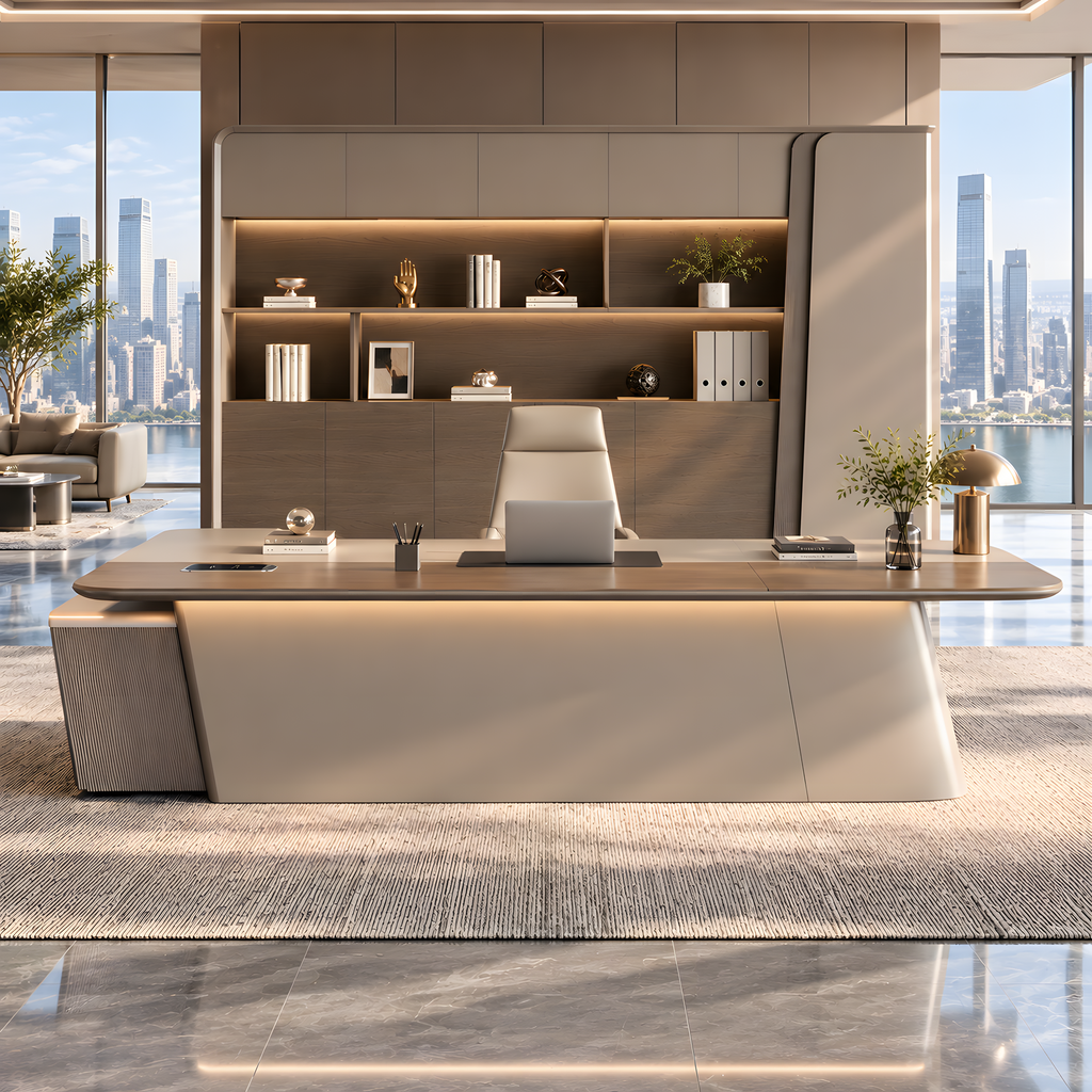 Premium L-Shaped Executive Desk with Smart Storage