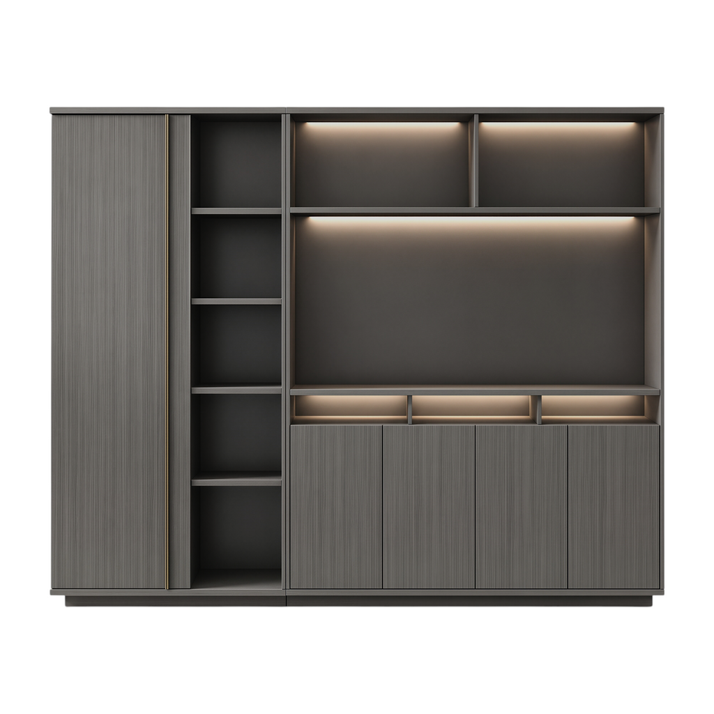 Illuminated Office Storage Cabinet with Wardrobe