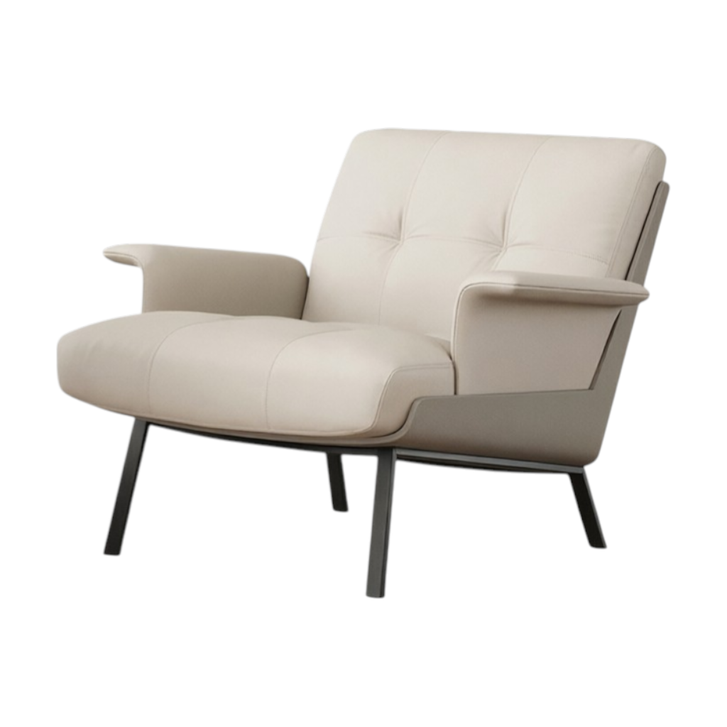 Modern Lounge Armchair with Upholstered Cushion and Solid Wood Frame for Reception Areas