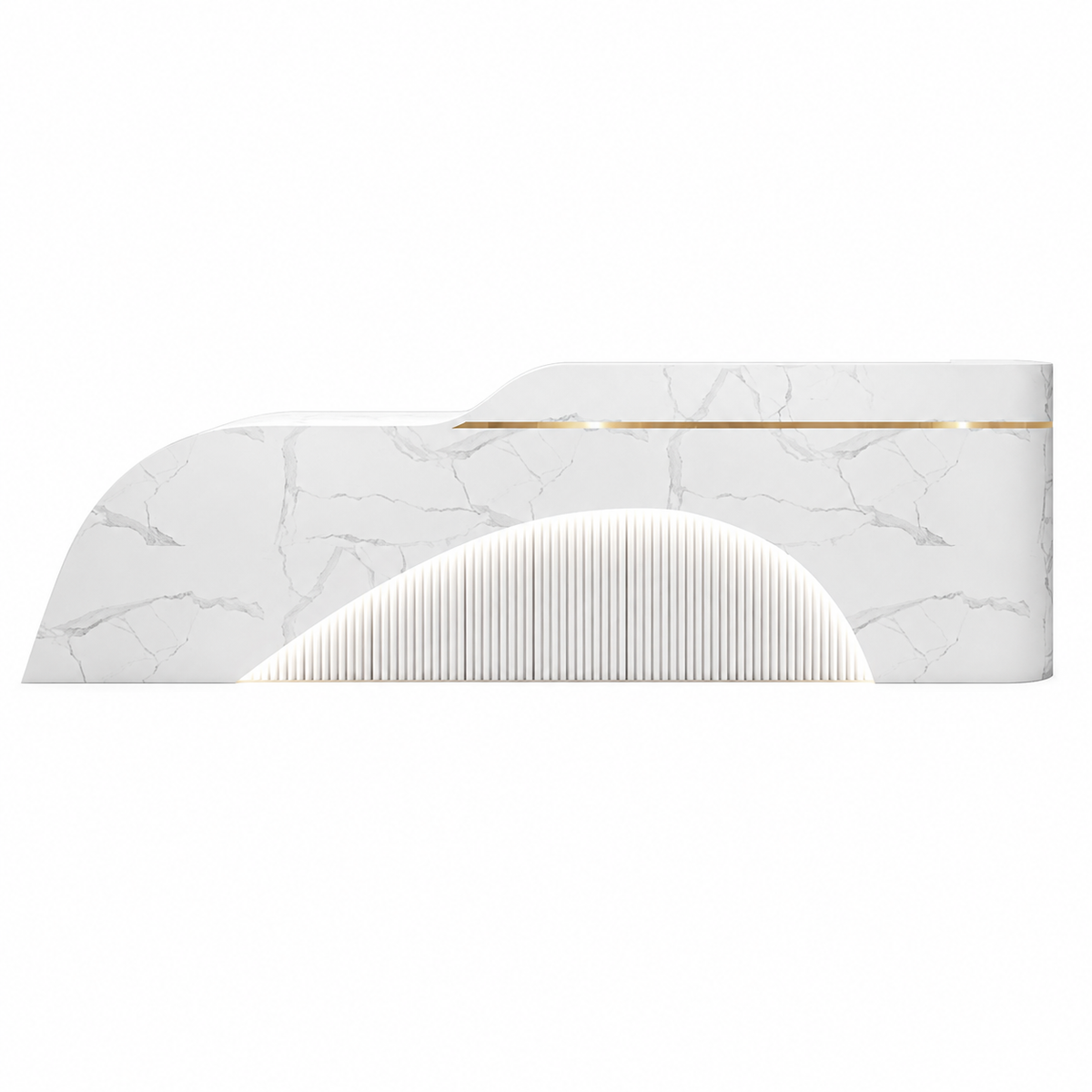 Modern Curved Reception Desk with LED, Storage and Custom Logo