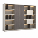 Executive Storage Wall Cabinet with LED and Concealed Wardrobe Storage