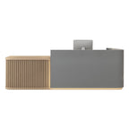 Modern Reception Desk with Natural Timber Slat Accents