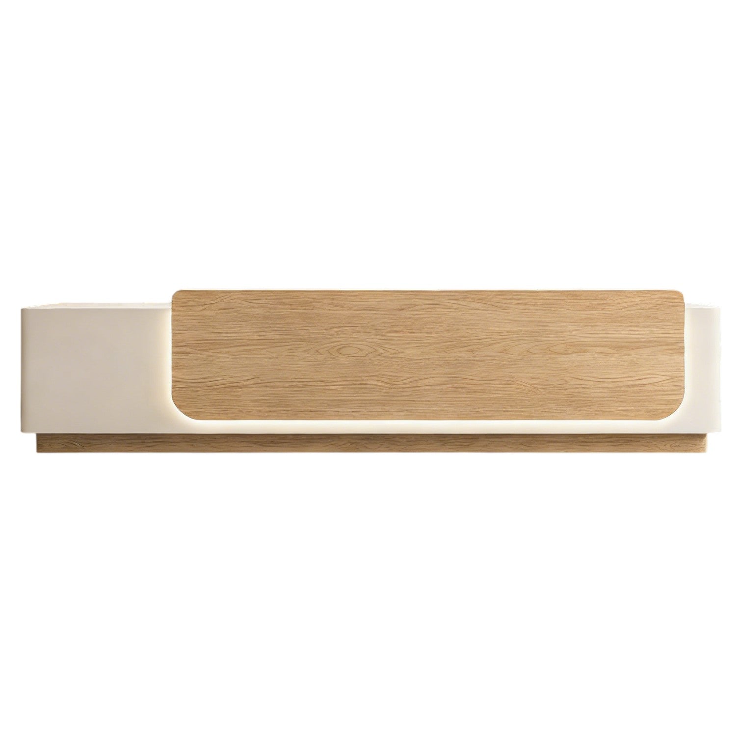 Contemporary Reception Desk with Backlit Timber Feature
