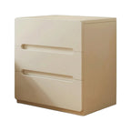 Minimalist Rounded Bedside Table with Concealed Pull Handles and Drawer Storage