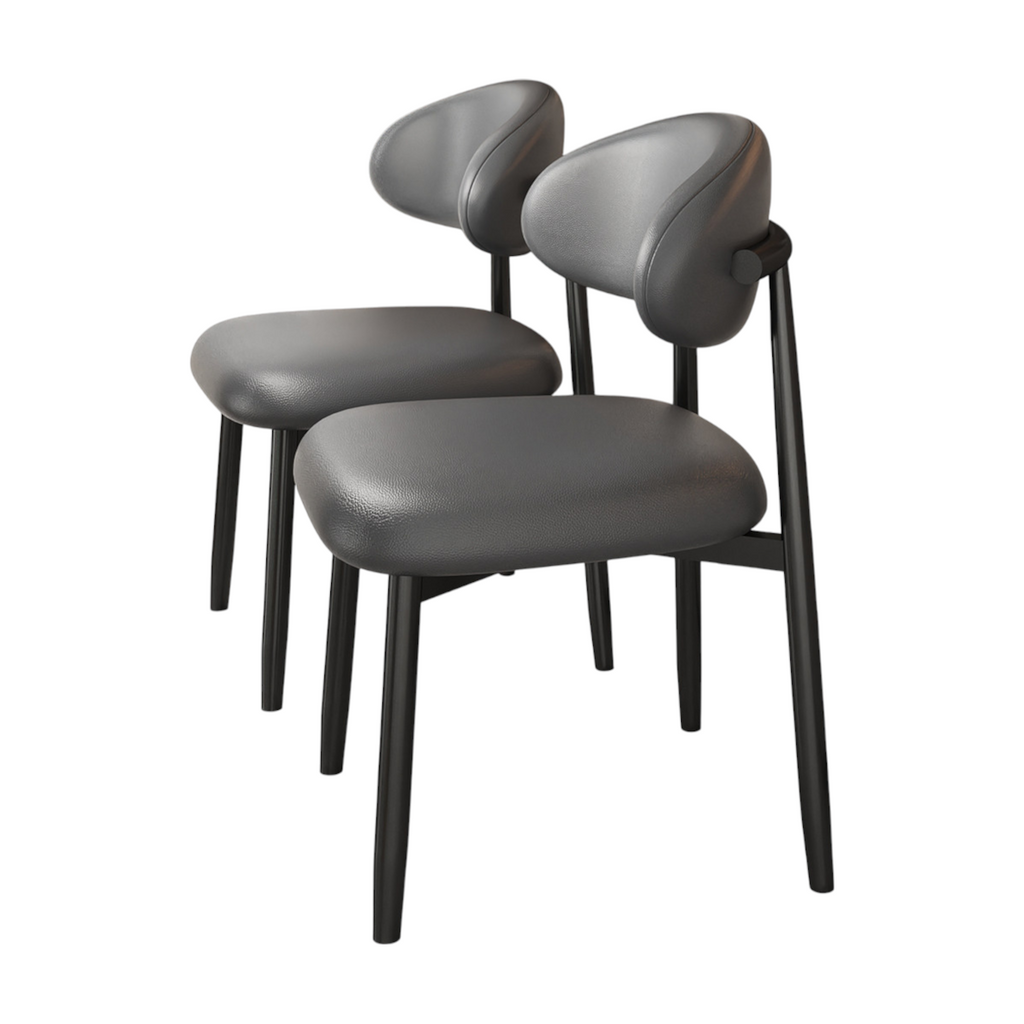 Modern Upholstered Home Chair With Curved Backrest And Steel Legs