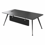 Modern Executive Desk with Walnut-Style Worktop, Privacy Panel and Chrome Tapered Legs