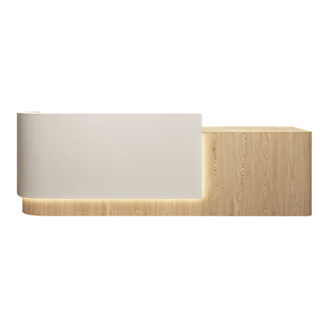 Contemporary L-Shaped Reception Desk with Raised Counter and LED Lighting