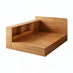Natural Timber Twin Storage Bed with Divider Shelf