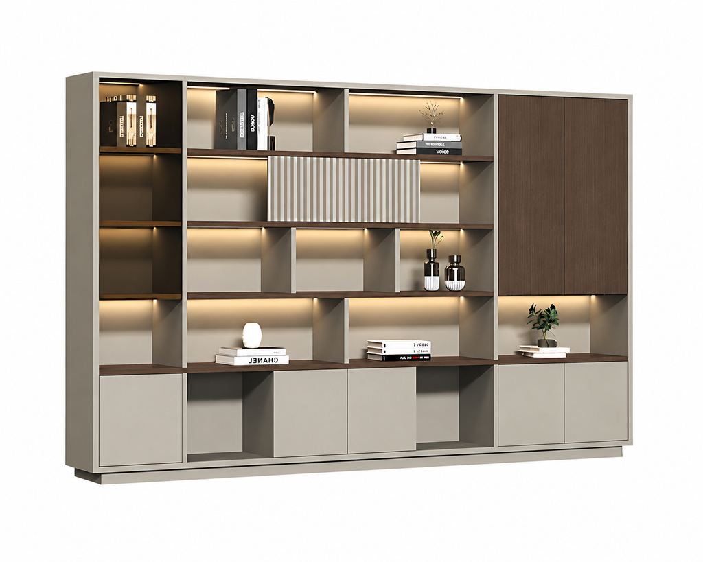 Modern Open-Shelved Executive Storage Cabinet