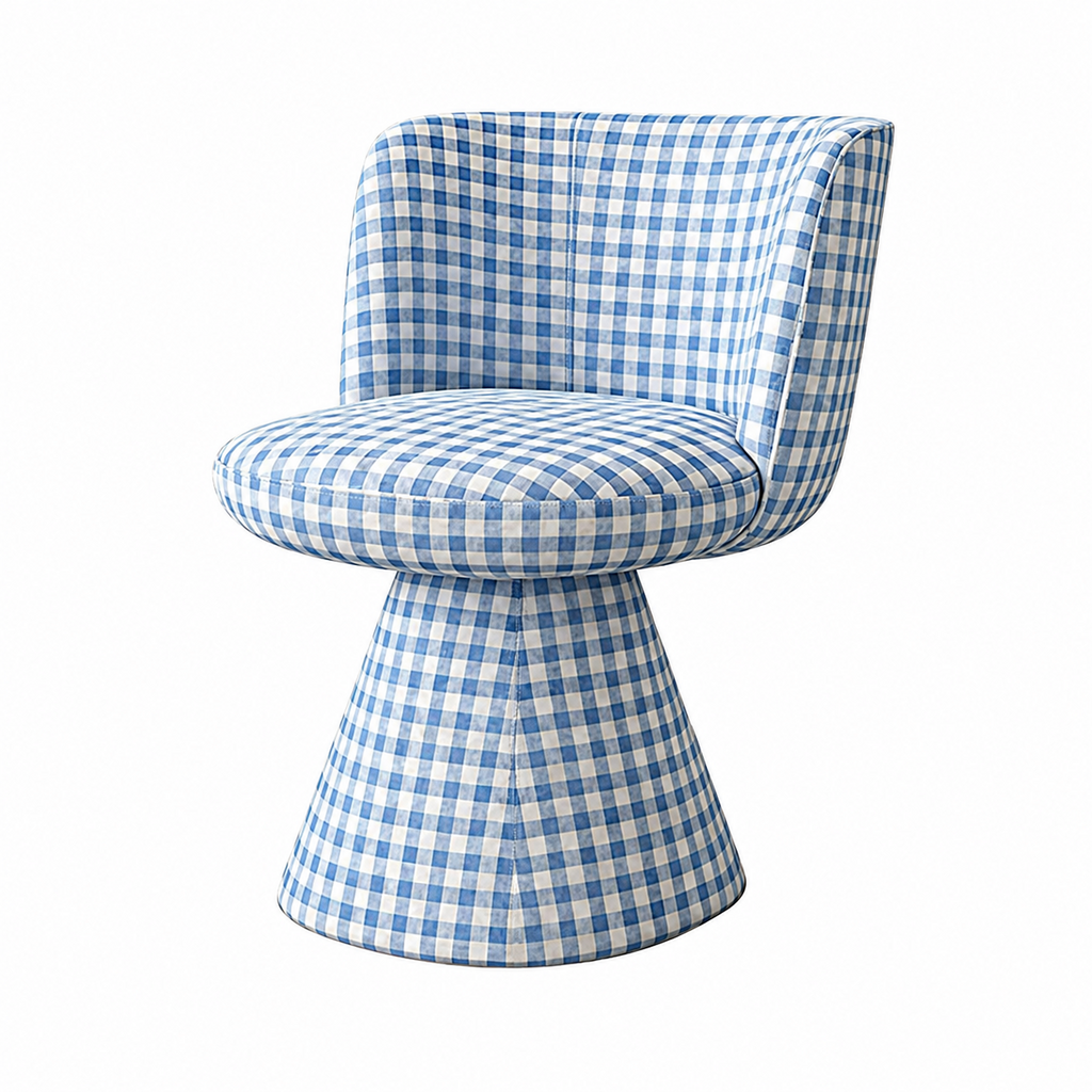 Modern Swivel Accent Chair with Solid Wood Frame and Curved Upholstered Backrest
