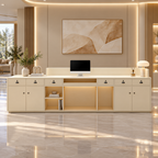 Contemporary Reception Counter with LED Fluted Panel and Custom Logo