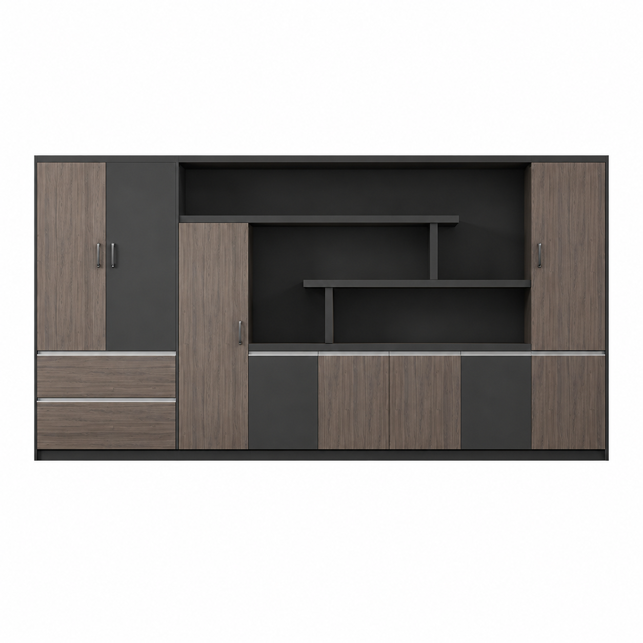 Contemporary Executive Office Storage Cabinet with Display Shelving