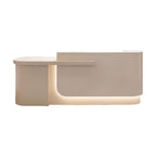 Modern Curved Reception Desk with Return Counter and Timber-Look Side Panel