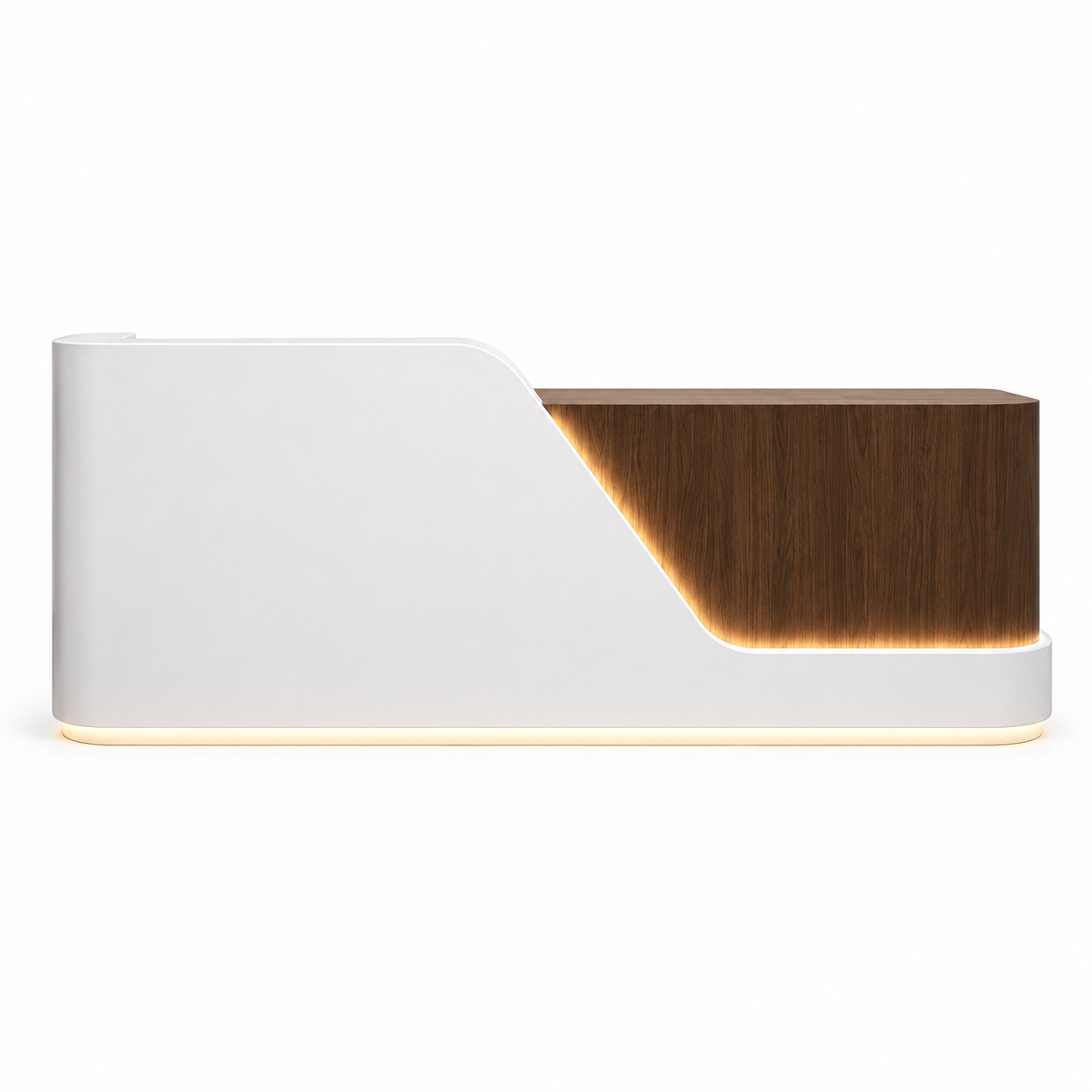 Modern LED Reception Counter with Rounded Corner Design