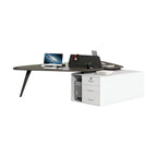 Modern Butterfly-Shaped Office Workstation Desk with Central Storage and Privacy Divider Screen