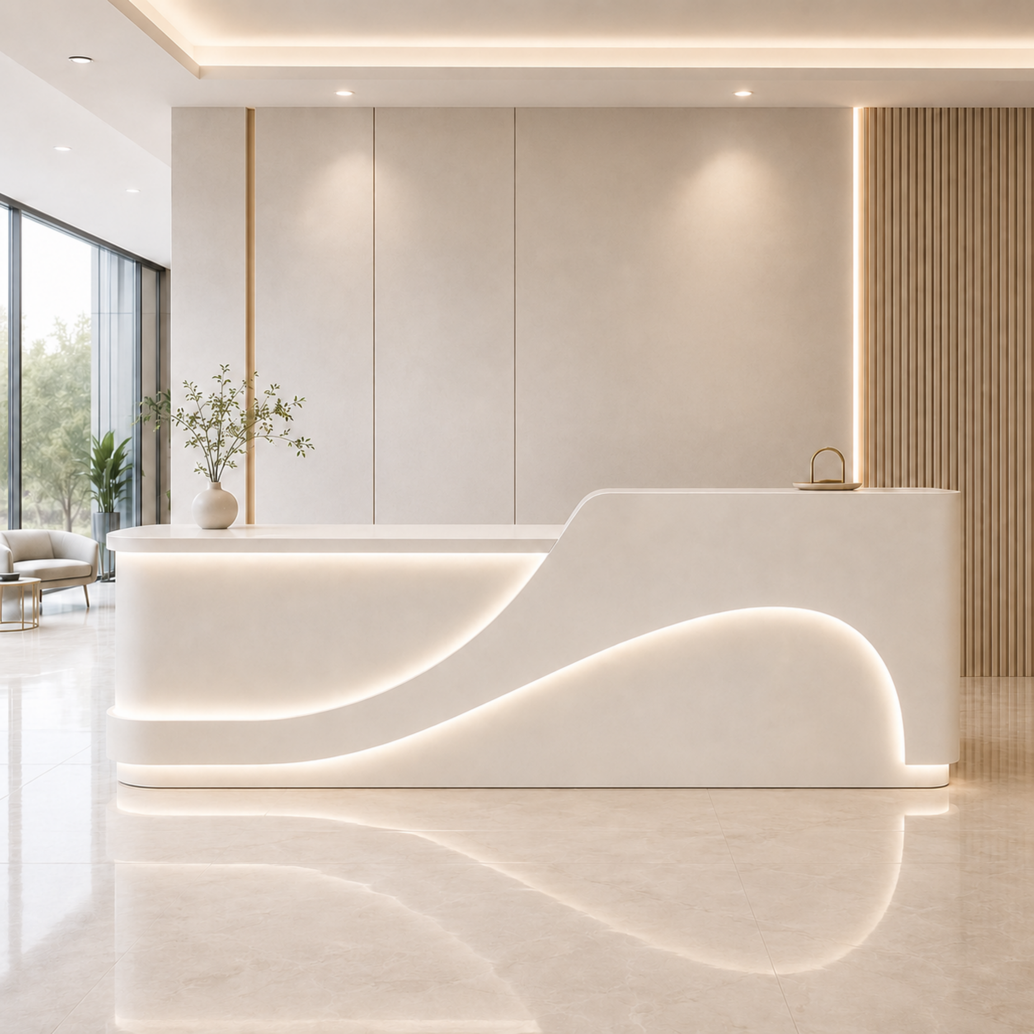 Sculptural LED Reception Counter