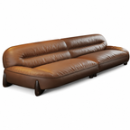 Modern Leather Sofa with Feather-Filled Cushions