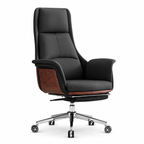 Modern High-Back Executive Office Chair with Reclining Footrest and Headrest