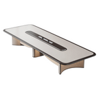 Premium Piano-Lacquer Conference Table with Built-In Power and LED Lighting