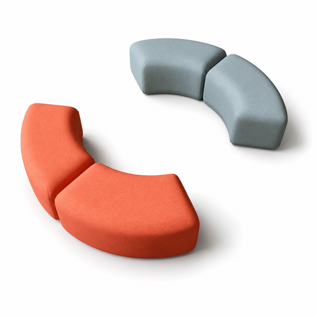 Agile Curved Modular Lounge Suite for Collaborative Breakout Areas and Modern Reception Spaces