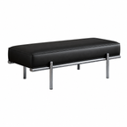 Modern Tufted Leather Bench with Stainless Steel Frame