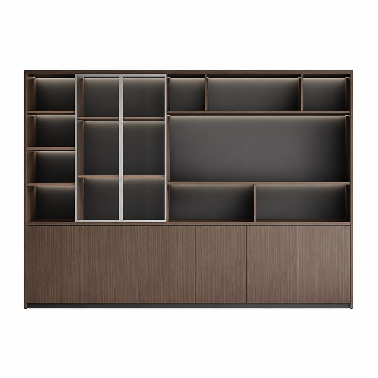 Executive Filing Cabinet with Glass Display and Concealed Storage