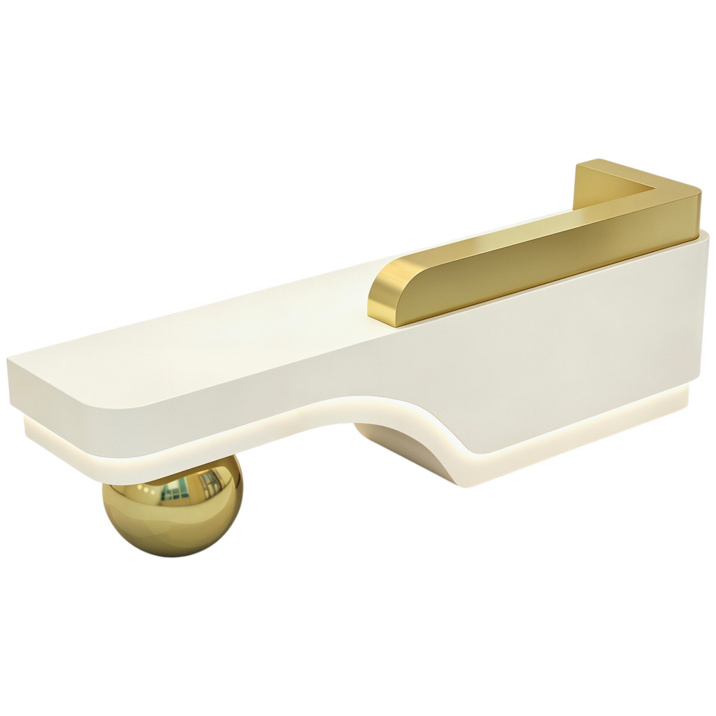 Modern Sculptural Reception Counter with Stainless Steel Base