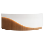 Modern Curved LED Reception Counter with Timber Finish
