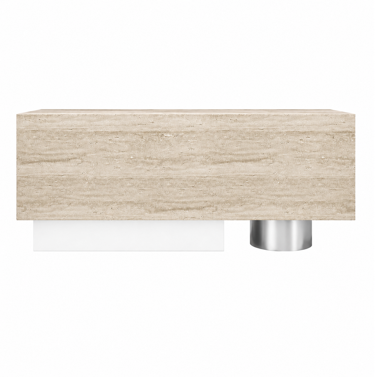 Luxury Travertine-Look Reception Counter with Modern Curved Design