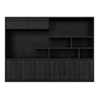 Executive Black Woodgrain Storage Wall Cabinet