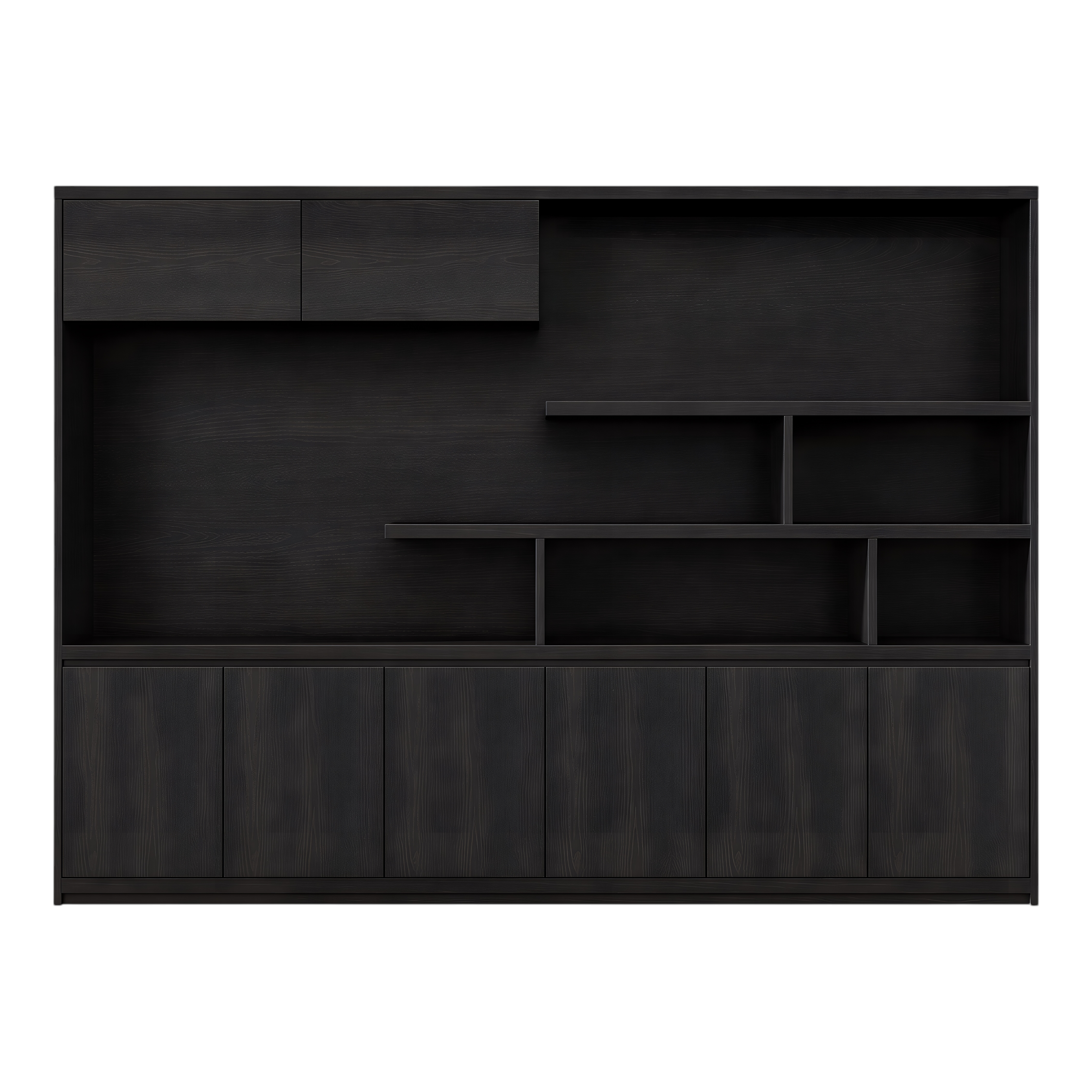 Executive Black Woodgrain Storage Wall Cabinet