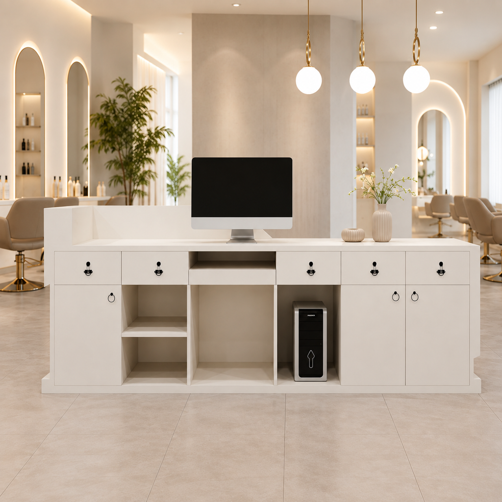 Modern Wave LED Reception Desk