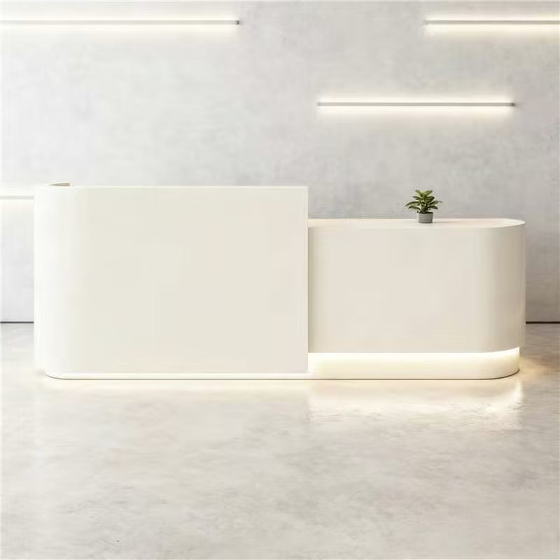 Reception Desk – Modern Style with Timber Slat Front and Curved End